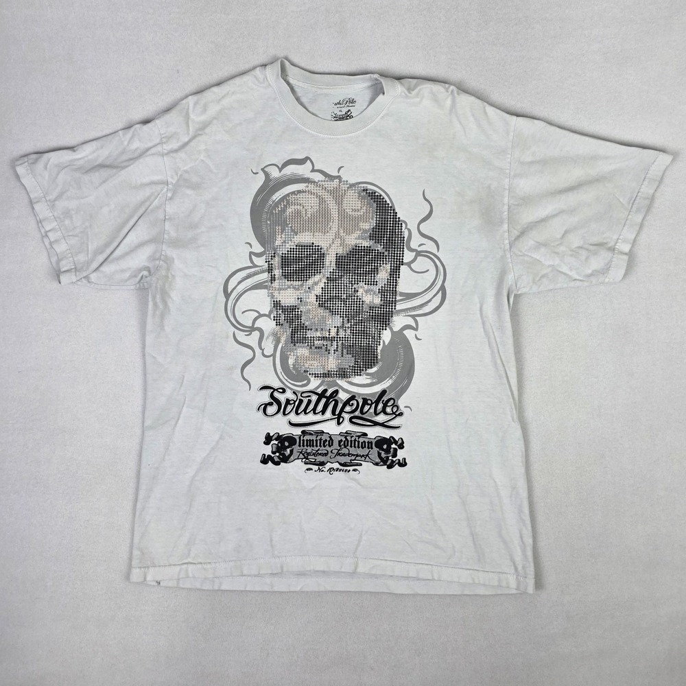 Vtg Y2k Southpole T Shirt Mens XL Limited Edition Skull Skate Grunge Sun Faded